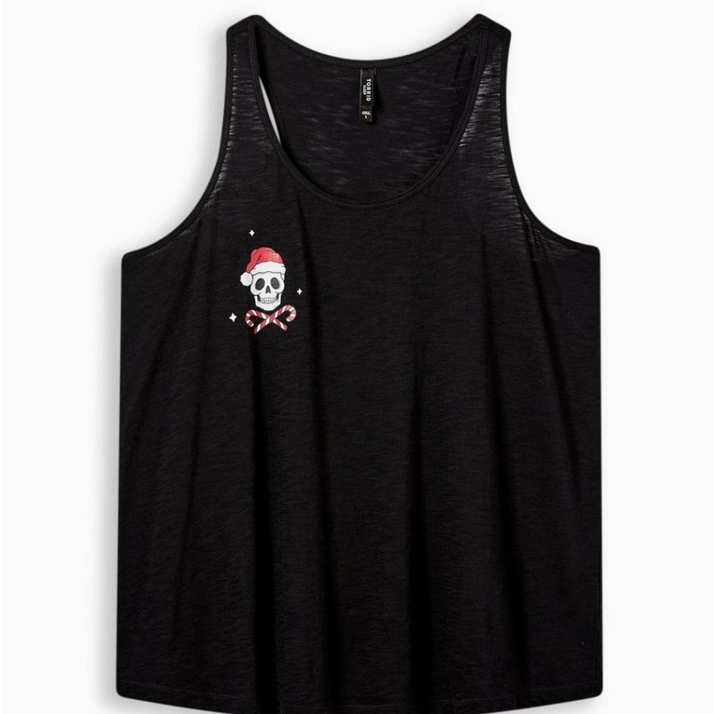 Torrid Tank Top 4X Sleep Tee Skull Holiday Candy Cane Christmas Shirt Tee NWT